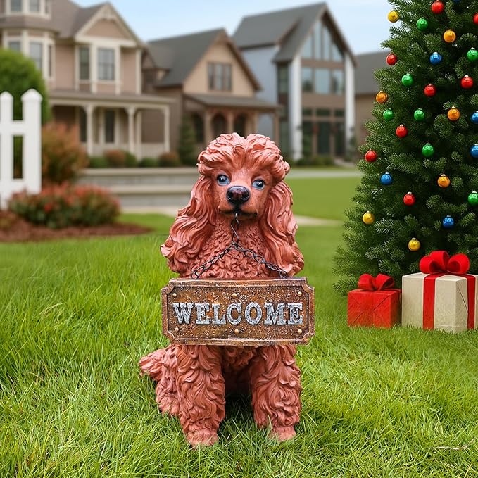 Brown Poodle Dog Garden Statue - Image 8