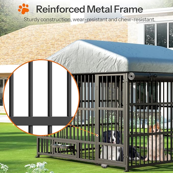 HOOBRO Dog Kennel Outdoor with Cover, 6.6 x 6.6 x 6.4 ft Dog Kennel Outside - Image 8