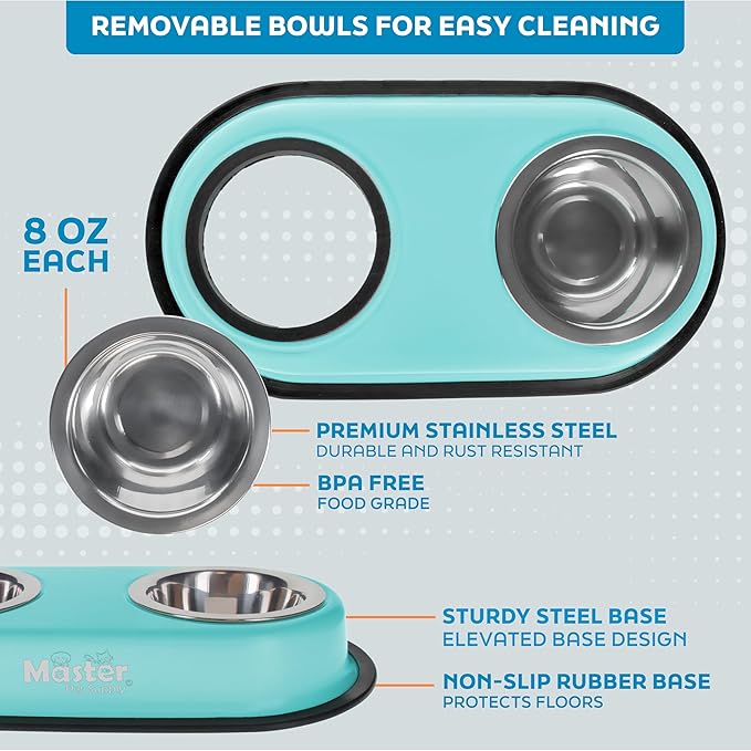 Master Pet Supply Double Dog Bowls Set - Image 3