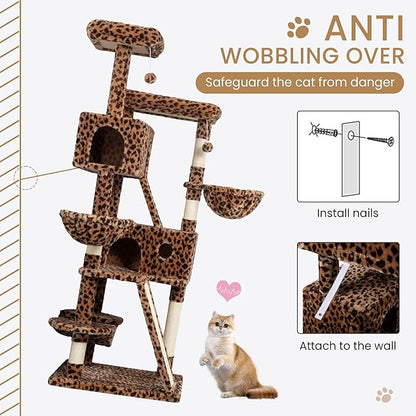 SHA CERLIN 65in Larger Cat Tree Tower Condo - Image 7
