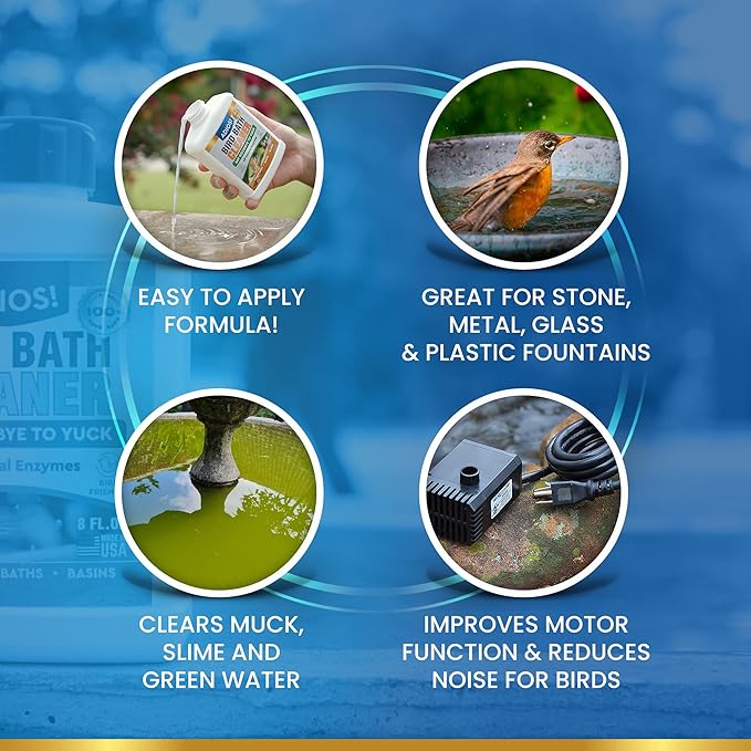 ADIOS! Bird Bath Cleaner for Outdoor Fountains and Bowls, Safely Cleans Metal - Image 4
