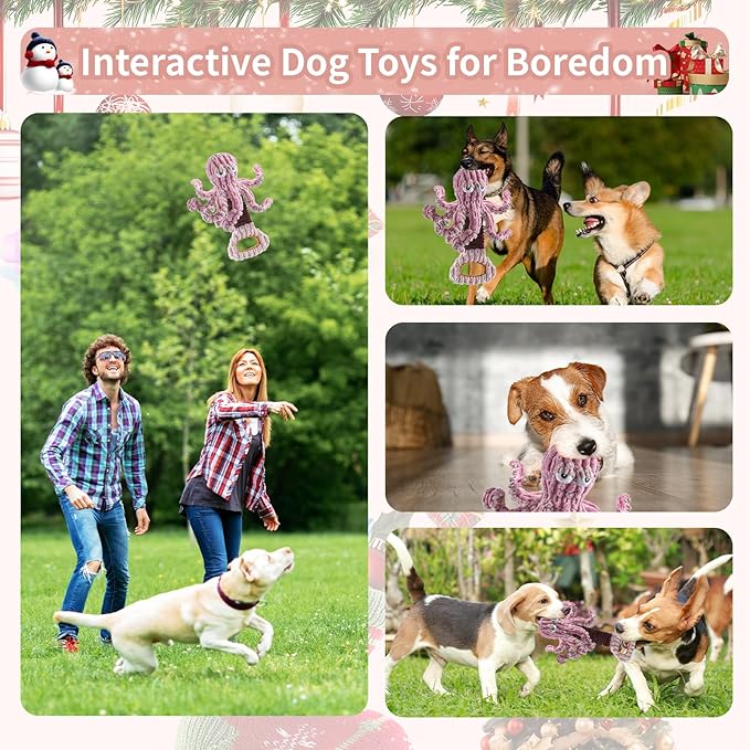 YZHDUXIU Squeaky Dog Toys, Octopus Dog Toy Interactive Tug of War Puppy Toy to - Image 7