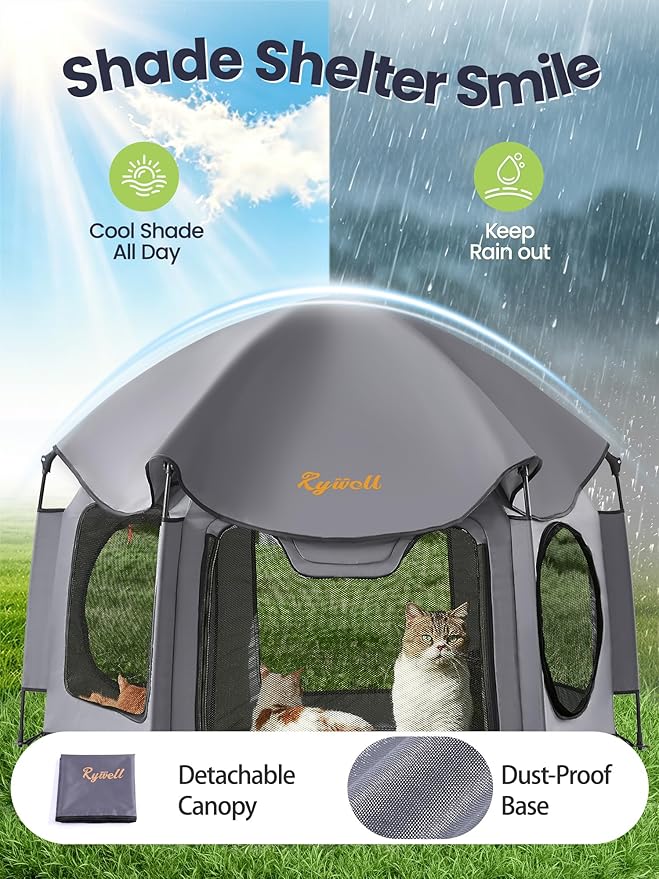 Catio Outdoor Cat Enclosure, Rywell 55” Extra Large Catio Pop Up Indoor Outdoor - Image 4