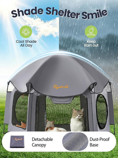 Catio Outdoor Cat Enclosure, Rywell 55” Extra Large Catio Pop Up Indoor Outdoor - Image 4