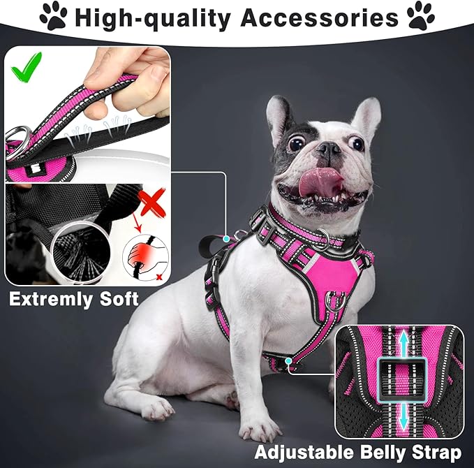 WINSEE Pet Harness Collar and Leash Set, All-in-one Reflective Dog Harness No - Image 2