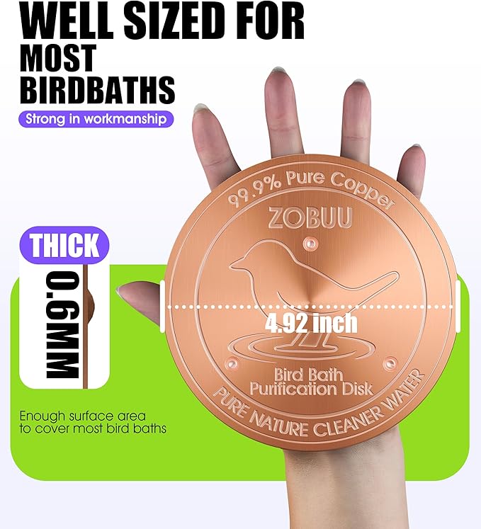Bird Bath Copper Disk, 125mm Diameter, 0.6mm Gauge 99.9% Pure Copper Bird Bath - Image 2