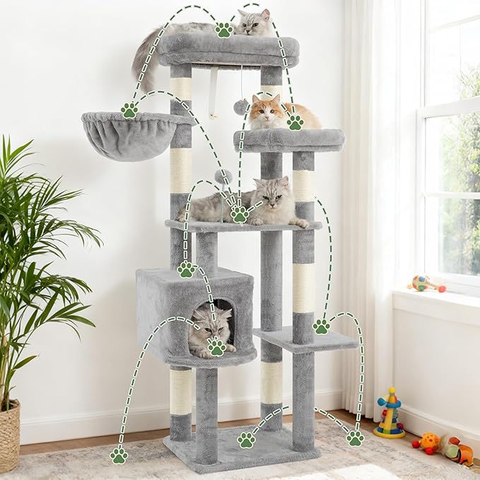 Gitelsnour Cat Tree for Indoor Cats, 55.1 inch Cat Tower - Image 6