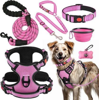 LOBEVE No Pull Dog Harness, Collar & Leash Set | Includes Dog Seat Belt by Lovebegetslove