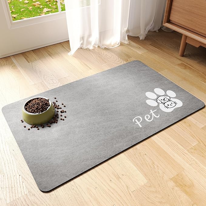 Dog Cat Feeding Mat-Absorbent Pet Bowl Mat by RUEYA
