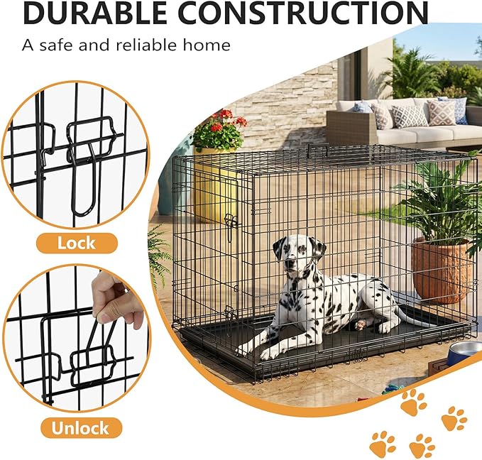 FDW Dog Crate 48-Inch Dog Cage Foldable Metal Kennel - Image 3