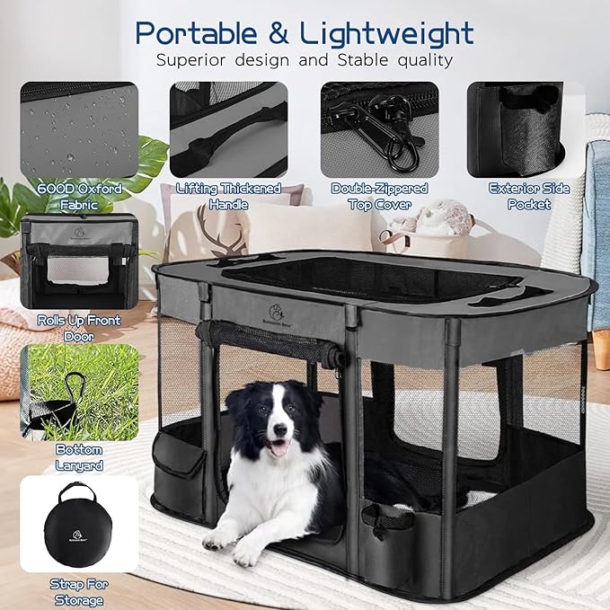 40x32x24 Inches Dog Playpen, Pet Playpen, Foldable Puppy Cat Playpen, Portable - Image 6