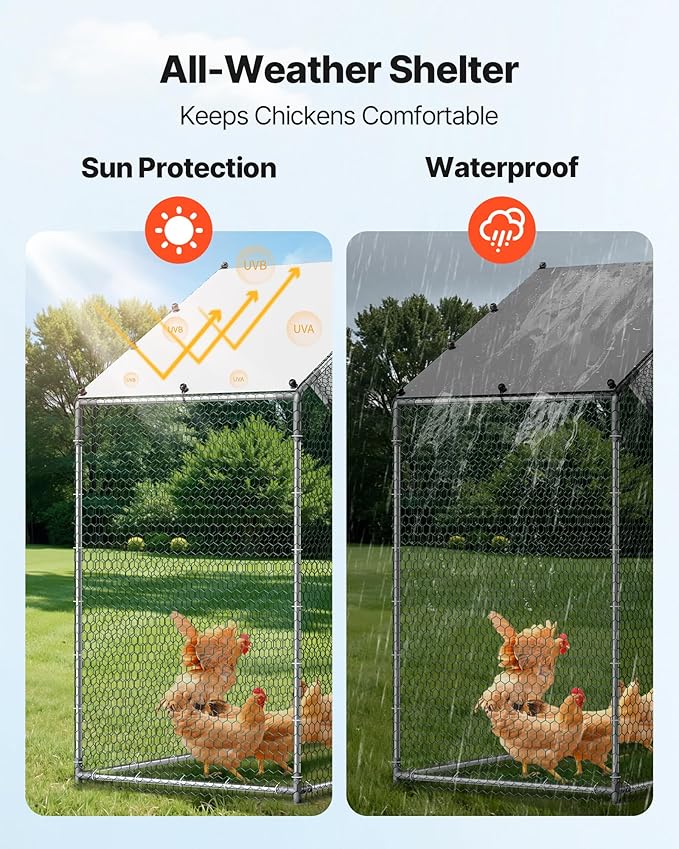 VEVOR Large Metal Chicken Coop, 6.6 x 3.3 x 6.6 ft, Walk-in Chicken Run House - Image 5