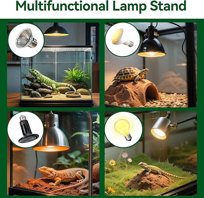 Reptile Heat Lamp Stand Adjustable 18"-32": Light Holder Fixture - Image 6