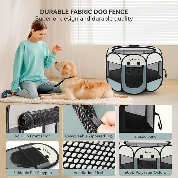 Siedihit Large Dog Cat Playpen, Puppy Pet Playpen Indoor - Image 5