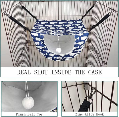 JSPYFITS Cat Cage Hammock with Ball, Double Layer Hanging Adjustable Soft Pet - Image 8