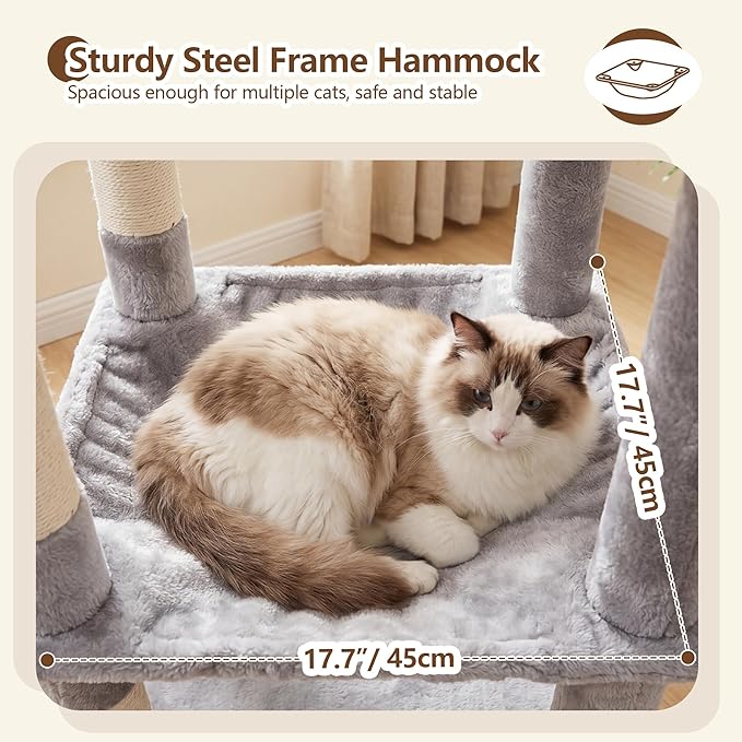Heybly Cat Tree, 53.1-Inch Corner Stable Cat Tower - Image 3