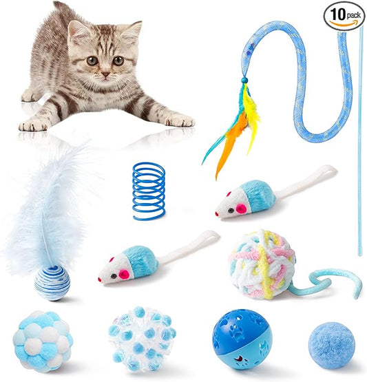 MALLMALL6 Cat Toy Set Interactive Cat Toys 10Pcs Pack Including Cat Springs by MALLMALL6