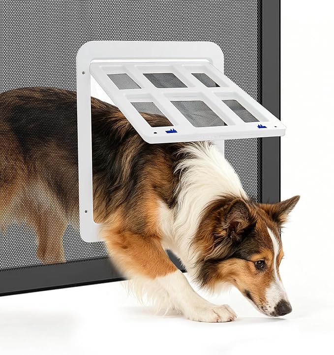 Dog Door for Screen Door with Magnetic Auto-Close, Lockable Doggy Door for by BillionChains