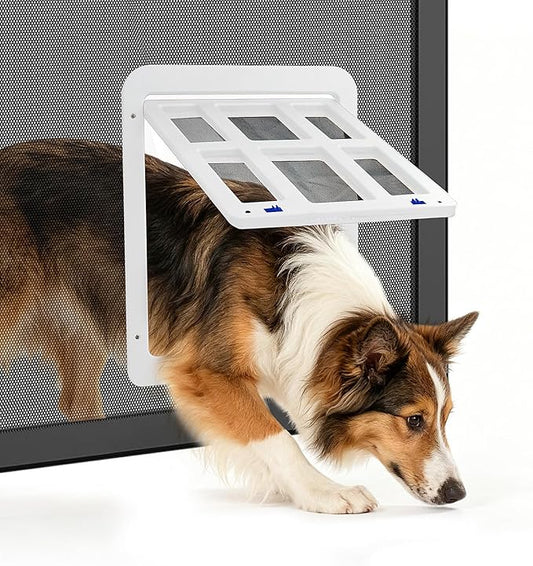 Dog Door for Screen Door with Magnetic Auto-Close, Lockable Doggy Door for by BillionChains