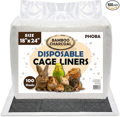 PHOBA Bamboo Charcoal Bird Cage Liners, Bamboo Charcoal Odor Control Papers by PHOBA