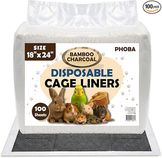 PHOBA Bamboo Charcoal Bird Cage Liners, Bamboo Charcoal Odor Control Papers by PHOBA