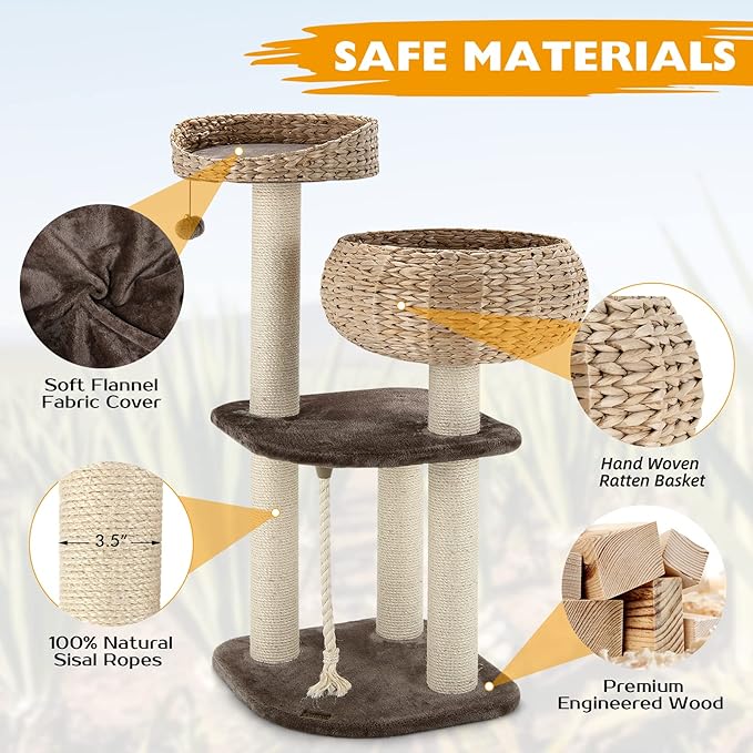 Tangkula Modern Cat Tree for Indoor Cats, Small/Tall Cat Tower - Image 6
