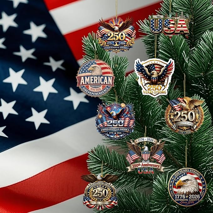 9 Pcs 250th Anniversary USA Ornament Eagle 1776-2026 Independence Day Decor 2D - Image 6