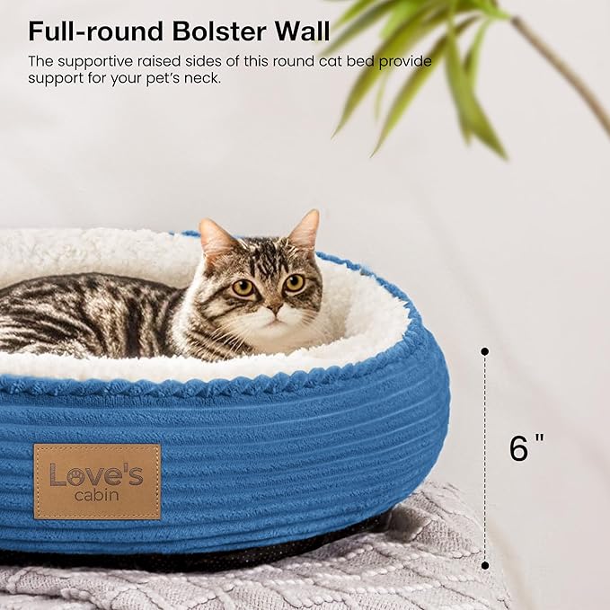 Love's cabin Round Donut Cat and Dog Cushion Bed, 20in Pet Bed - Image 5