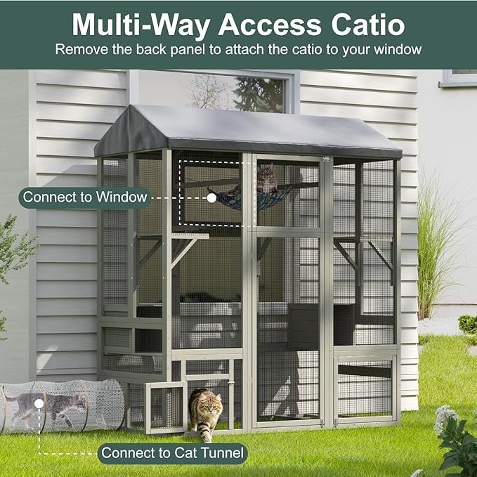 TIMHAKA 71 inch Large Catio Outdoor Cat Enclosure, Cat Catio - Image 3