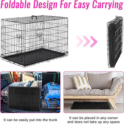 FDW Dog Crate for Large Dogs 48 Inch Folding Metal WirePet Cage Double Door - Image 4