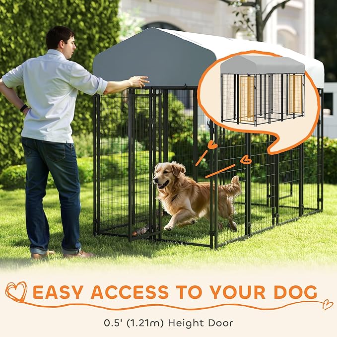 PawHut Outdoor Dog Kennel with 2 Rooms, UV-Resistant & Waterproof Cover - Image 5