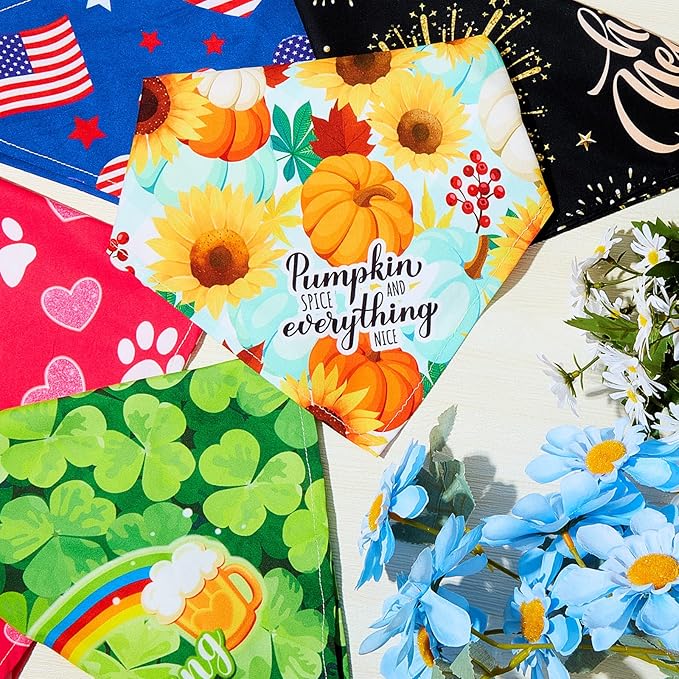 Weewooday 9 Pcs Holiday Dog Bandanas Memory Day Bandanas Patriotic Seasonal - Image 4