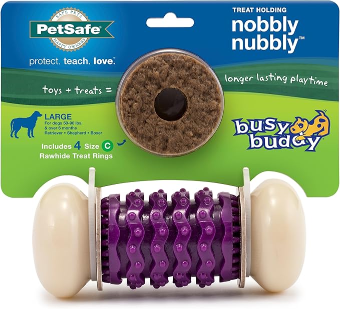 PetSafe Busy Buddy Nobbly Nubbly Treat Holding Dog Toy Strong Chewers Large by PetSafe