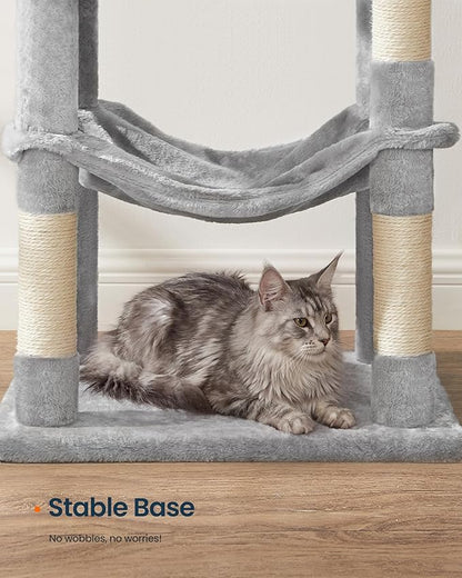 SONGMICS HOME Cat Tree for Indoor Cats, Hammock and Condo, Light Gray - Image 9
