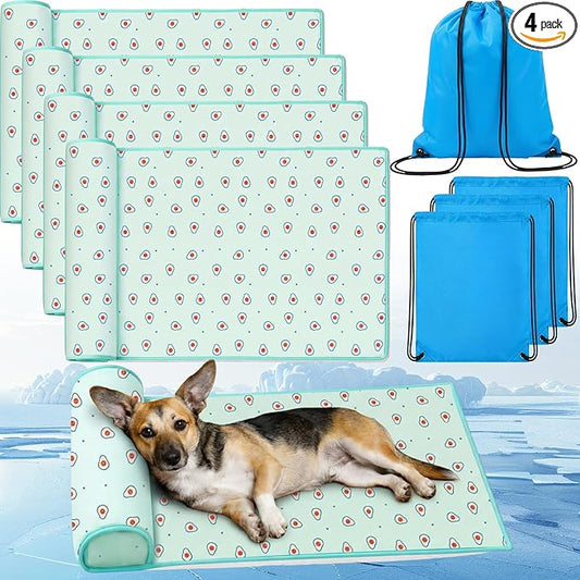 DoubleFill 4 Pack Cooling Pet Mats 23.6" x 31.5" Cooling Dog Beds by DoubleFill