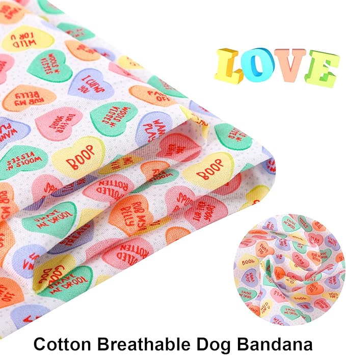 ARING PET Valentine's Dog Bandana-Cute Heart Pet Bandanas, Soft Scarf Cotton - Image 2