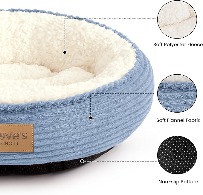 Love's cabin Round Donut Cat and Dog Cushion Bed, 20in Pet Bed - Image 2