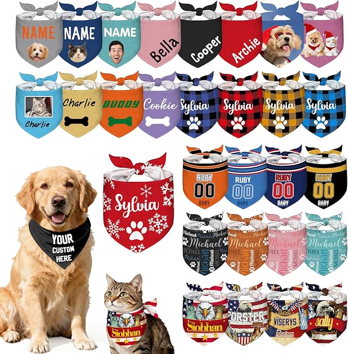 Custom Dog Bandana Personalized Name Logo Photo Text Dog Scarf Customized by Unknown
