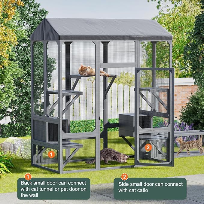 TIMHAKA 72" Catio Outdoor Cat Enclosure, Walk-in Large Cat Cage - Image 4