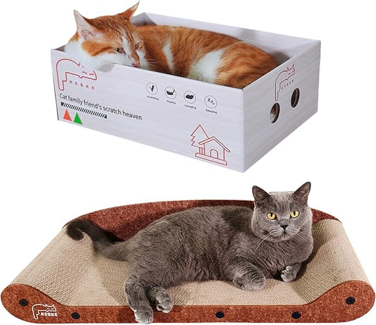 Cat Scratcher 24 Inch Cat Scratching Sofa Bed & 16" Lounge Box by KEBKE