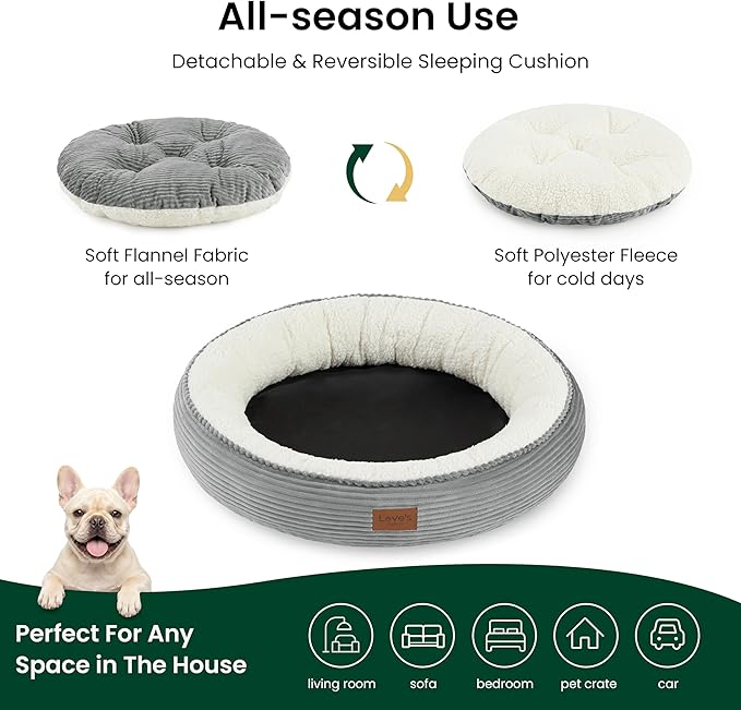 Love's cabin Round Donut Cat and Dog Cushion Bed, 30in Pet Bed - Image 3