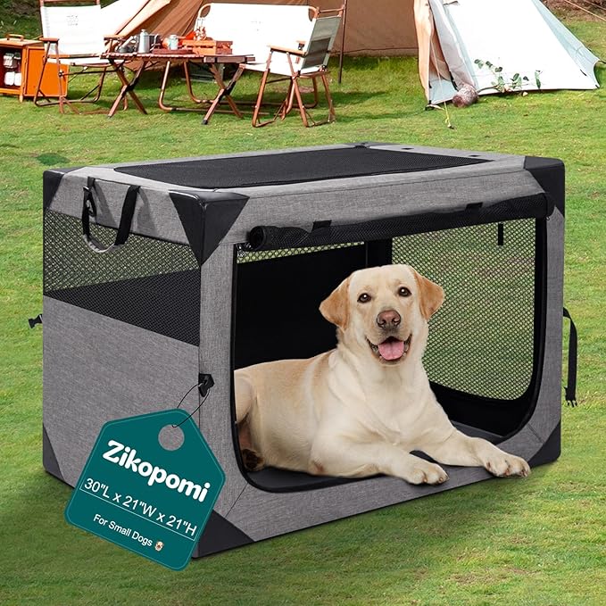 Zikopomi 30 Inch Portable Travel Dog Crate, 3 Door Collapsible Soft Pet Kennel by ZIKOPOMI