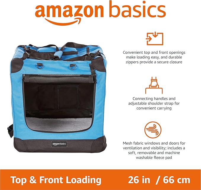 Amazon Basics Portable Soft Pet Dog Crate Carrier Kennel - Image 2