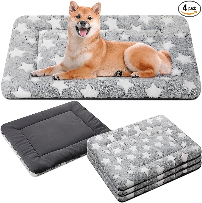 VitalCozy 4 Pcs Dog Crate Pads, Ultra Soft Warm Washable Anti-Slip Kennel Bed by VitalCozy