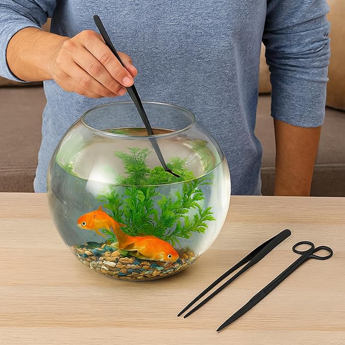 Mandala Crafts 15 Inches Black Stainless Steel Curved Aquarium Tweezers - Image 5
