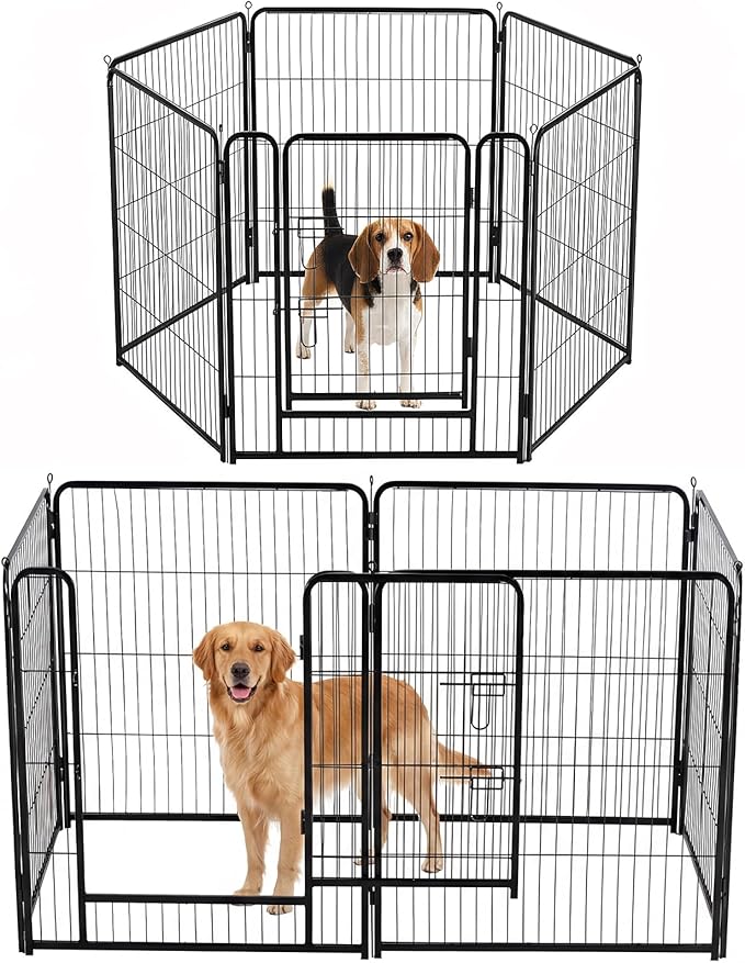 DUMOS Dog Playpen Indoor, Metal 32 Inch 6 Panels Foldable Pet Fence by DumosLifestyle