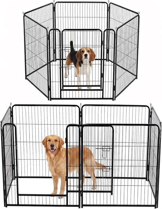 DUMOS Dog Playpen Indoor, Metal 32 Inch 6 Panels Foldable Pet Fence by DumosLifestyle