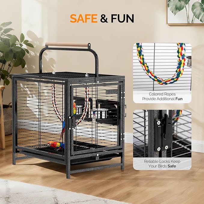 VINGLI Small Bird Cage, 19 inch Travel Carrier Bird Cage - Image 7