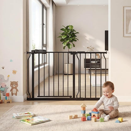 Extra Wide Pressure Mount Baby Gate Walk Through Auto Close White Metal Child by COSENDBABYGATE