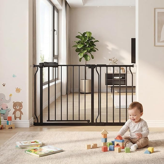 Extra Wide Pressure Mount Baby Gate Walk Through Auto Close White Metal Child by COSENDBABYGATE